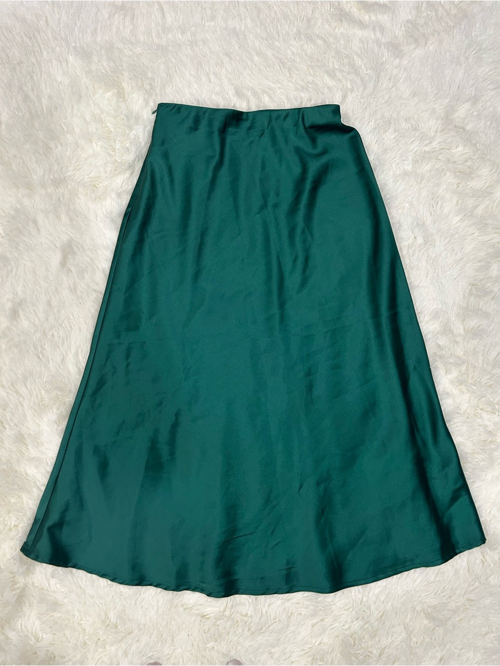 zeagoo Emerald Green Satin Maxi Skirt